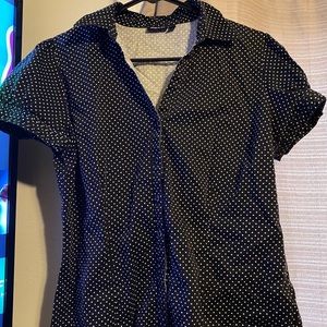 APT 9.  Black polka Dot Dressy Blouse